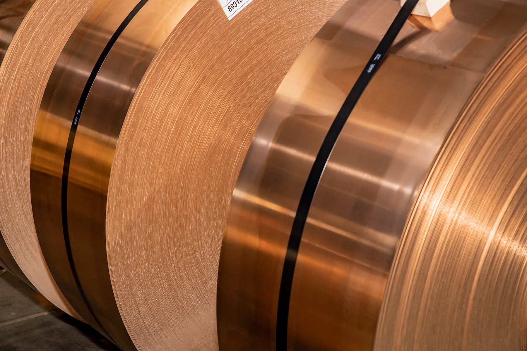 Copper beryllium strip rolls closeup